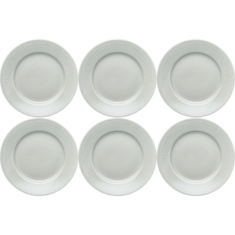 Swedish Grace Lautanen 21 cm 6 kpl:n pakkaus, Fog (Light Grey)