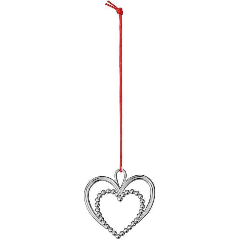 Pearl Heart Christmas Decoration 6.5 cm, Silver