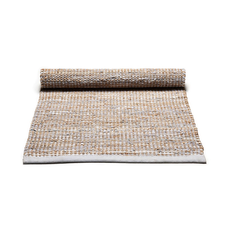 Jute/Leather Matto 65x135, Vaaleanharmaa