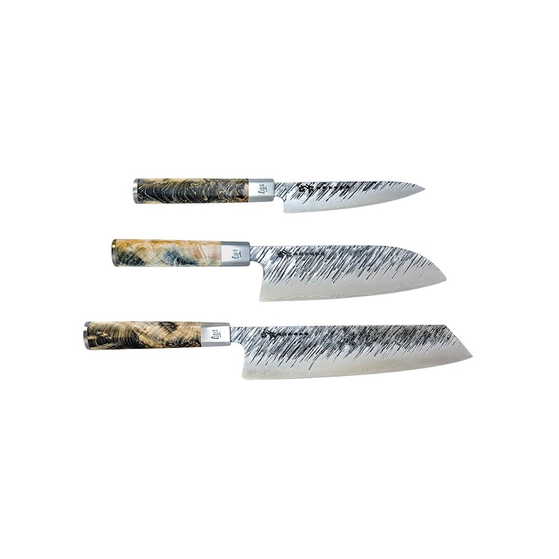 Ame Veitsisetti Petty Santoku Kiritsuke 3 Palaa