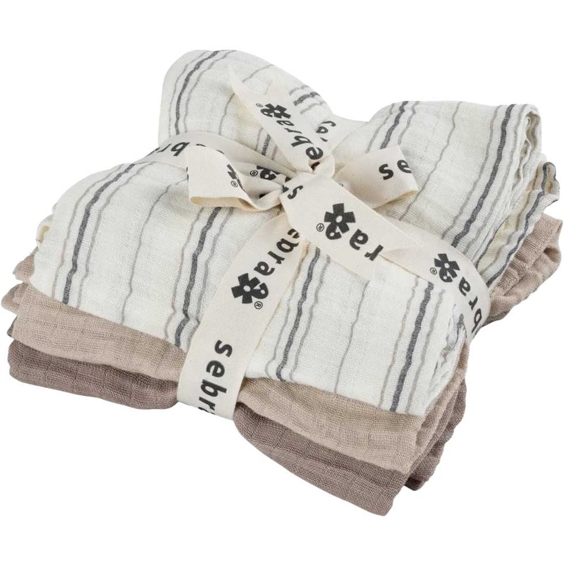 Muslin Vauvanhuopa 3 kpl:n pakkaus, Cream Stripe