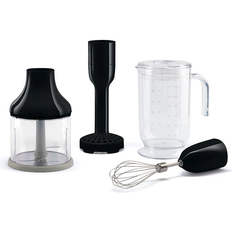 Mixer set of 4 - beaker, chopper, whisk, masher, Black