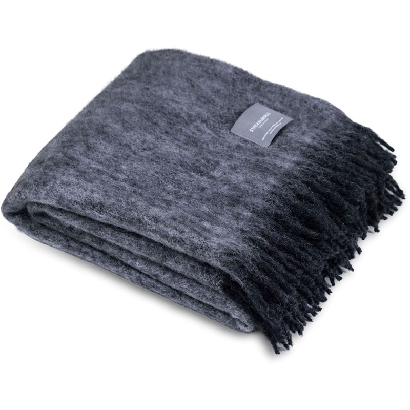 Mohair Viltti Rullattu Hapsu 130x170 cm, Musta / Slate Melange