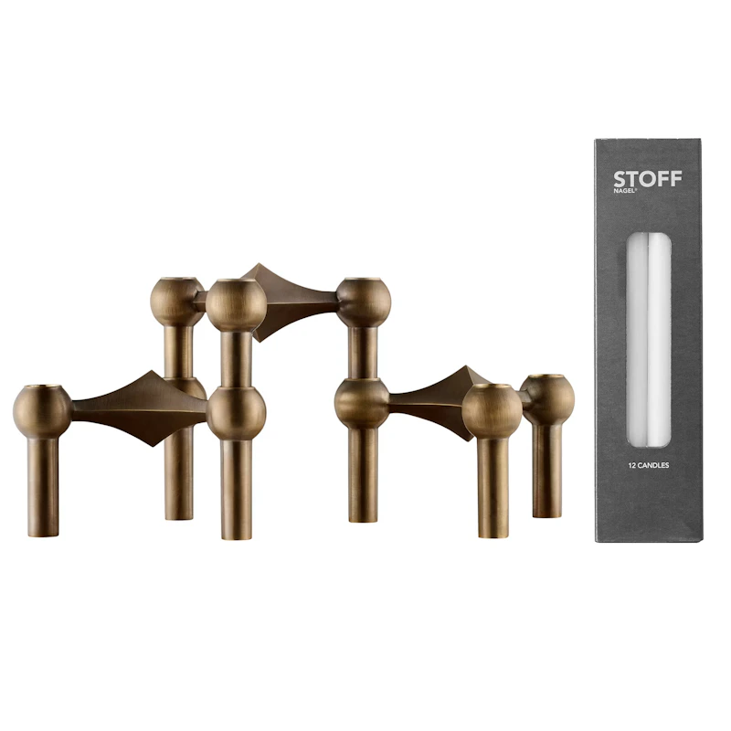 Nagel Kynttilänjalka 3 kpl:n pakkaus + 12 Kynttilät, Bronze Brass