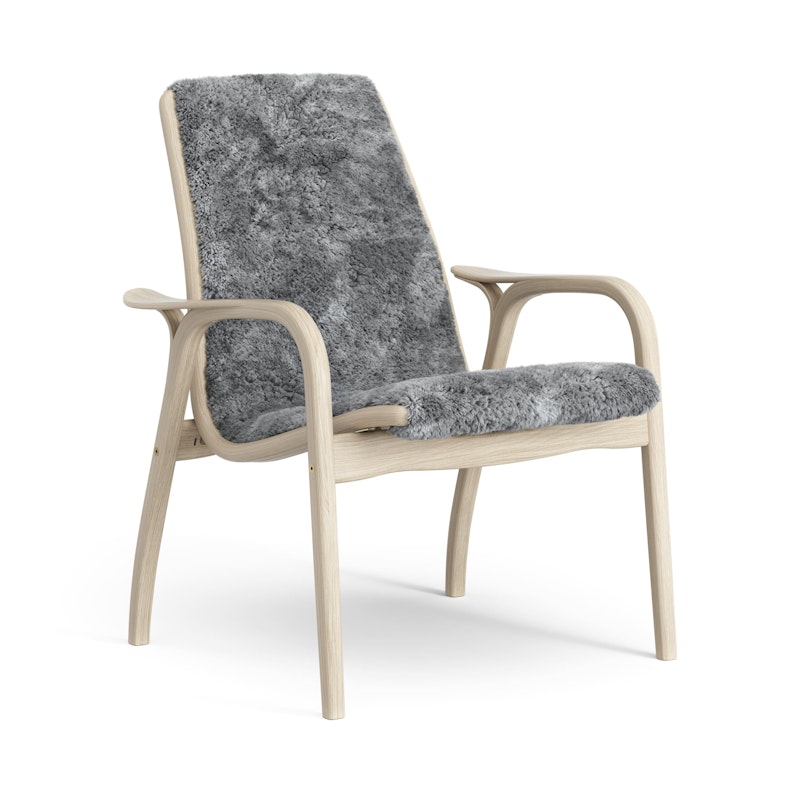 Laminett Nojatuoli Lampaannahka, Valkopigmentoitu Lakattu tammi / Scandinavian Grey