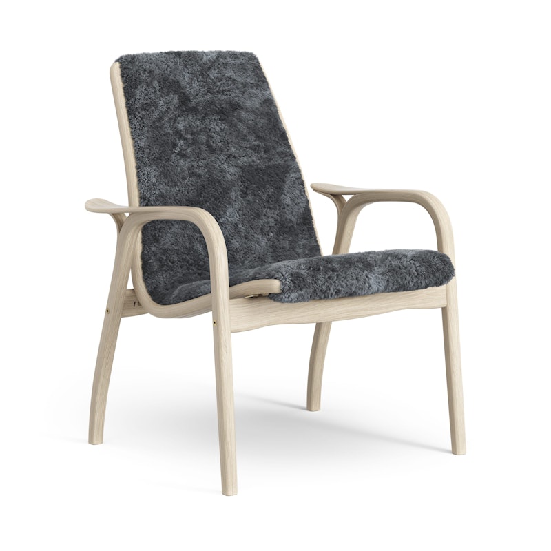 Laminett Nojatuoli Lampaannahka, Valkopigmentoitu Lakattu tammi / Charcoal