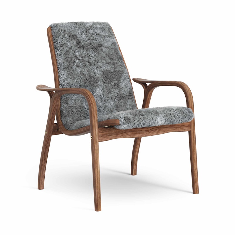 Laminett Nojatuoli Lampaannahka, Lakattu Pähkinäpuu / Scandinavian Grey