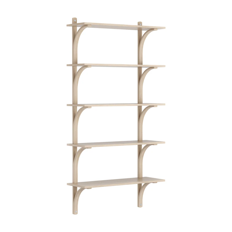 Levi Wall Shelf 90 cm Big, Aluminium / White Pigmented Oak