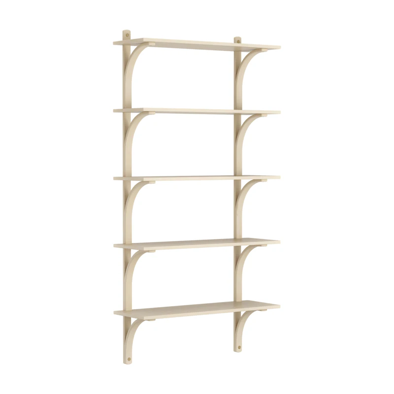 Levi Wall Shelf 90 cm Big, Brass / Naturlack Ash