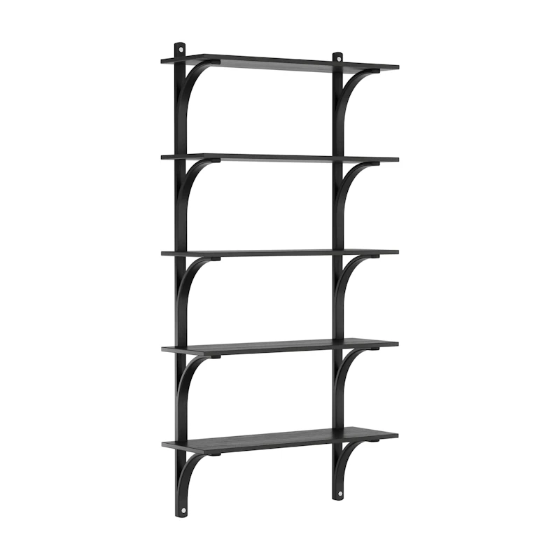 Levi Wall Shelf 90 cm Big, Aluminium / Black Stained Ash