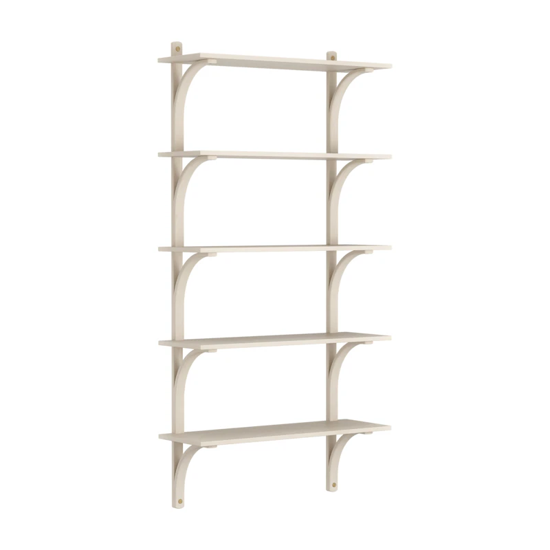 Levi Wall Shelf 90 cm Big, Brass / White Pigmented Ash