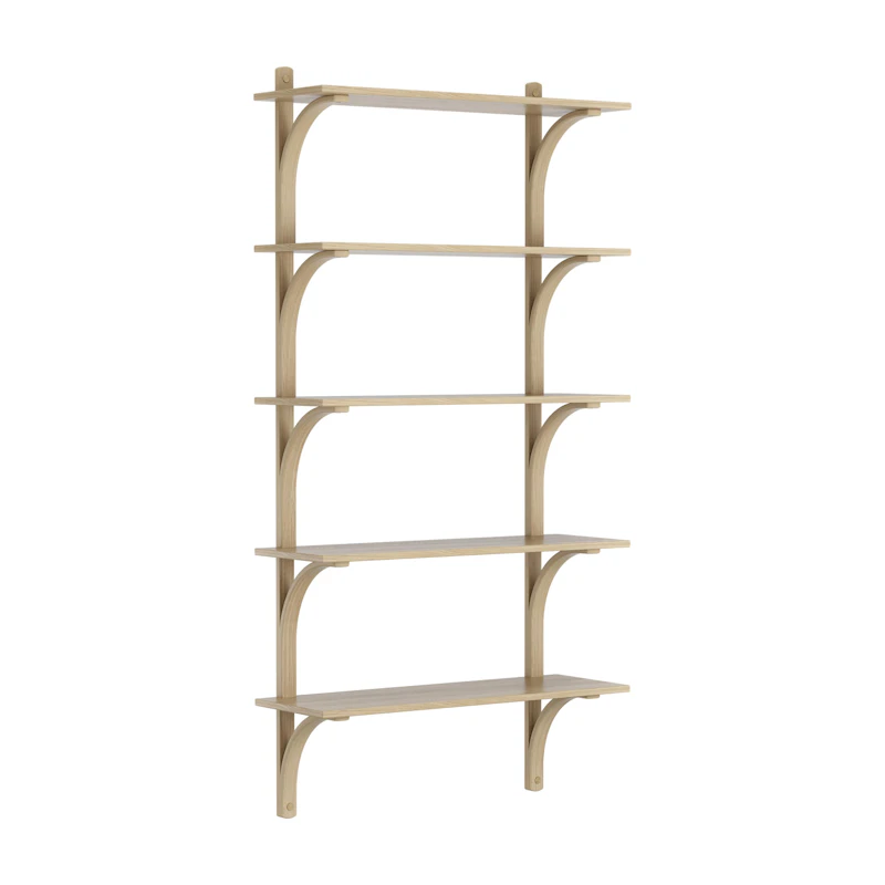 Levi Wall Shelf 90 cm Big, Brass / Naturlack Oak