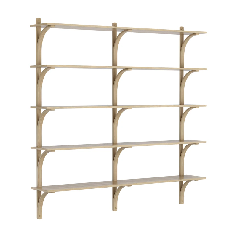 Levi Wall Shelf 180 cm Big, Brass / Naturlack Oak