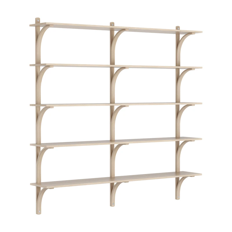 Levi Wall Shelf 180 cm Big, Aluminium / White Pigmented Oak