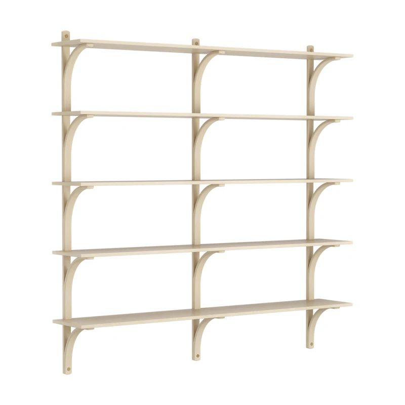 Levi Wall Shelf 180 cm Big, Brass / Naturlack Ash