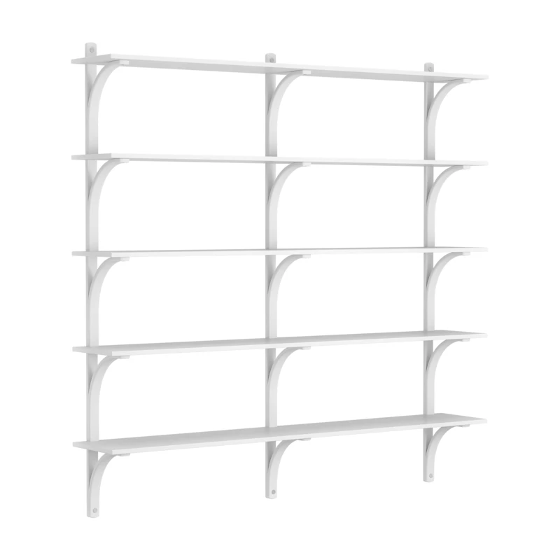 Levi Wall Shelf 180 cm Big, Aluminium / Vitlaserad Ash