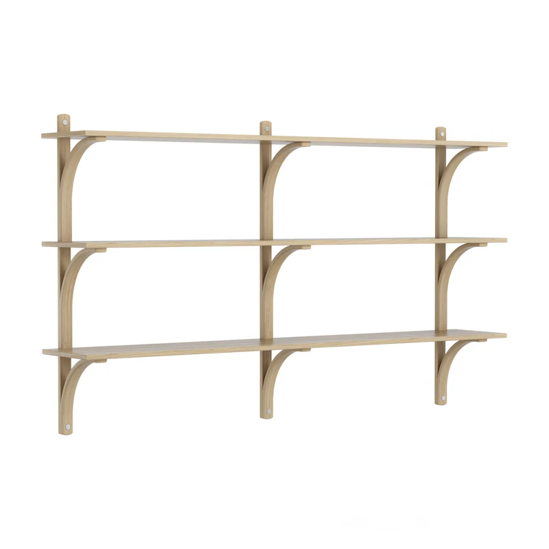 Levi Wall Shelf 180 cm Medium, Aluminium / Naturlack Oak