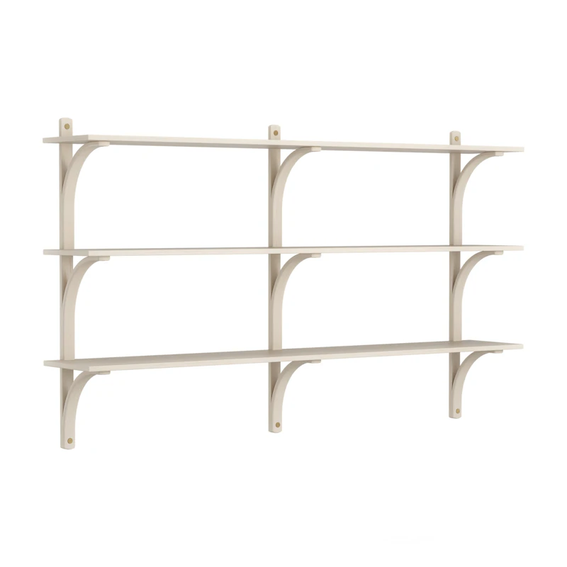 Levi Wall Shelf 180 cm Medium, Brass / White Pigmented Ash