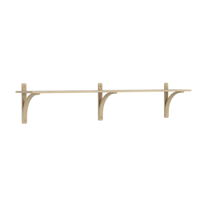 Levi Wall Shelf 180 cm Small, Brass / Naturlack Oak