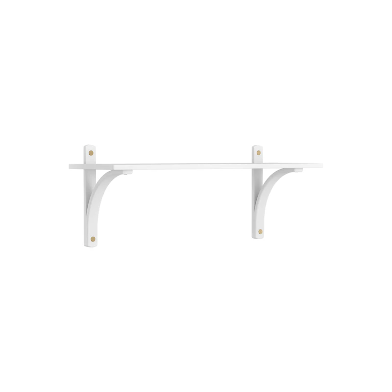Levi Wall Shelf 90 cm Small, Brass / White Stained Ash