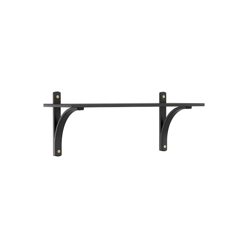 Levi Wall Shelf 90 cm Small, Brass / Black Stained Ash