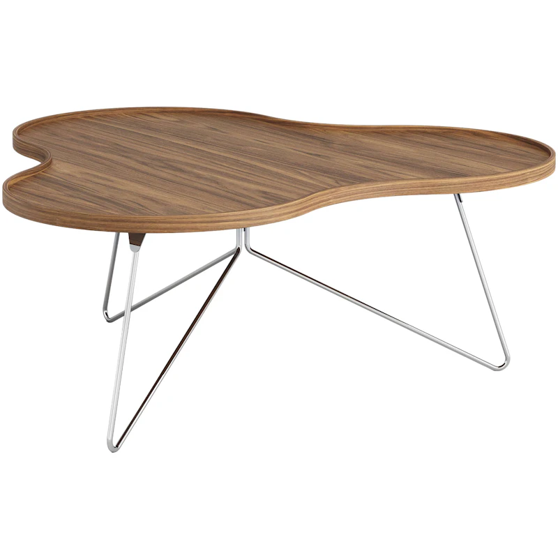 Flower Mono Sohvapöytä 114x45 cm, Krominvärinen / Saksanpähkinä