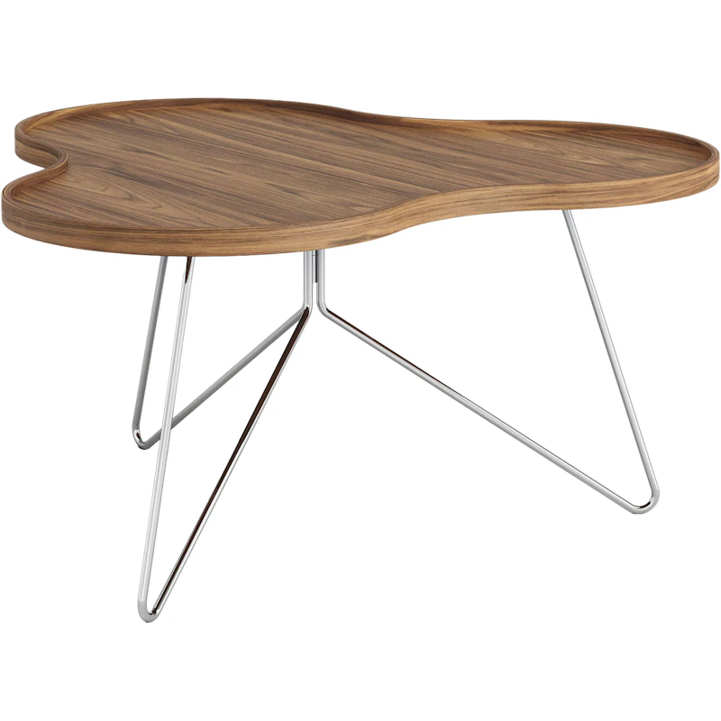 Flower Mono Sohvapöytä 90x45 cm, Krominvärinen / Saksanpähkinä