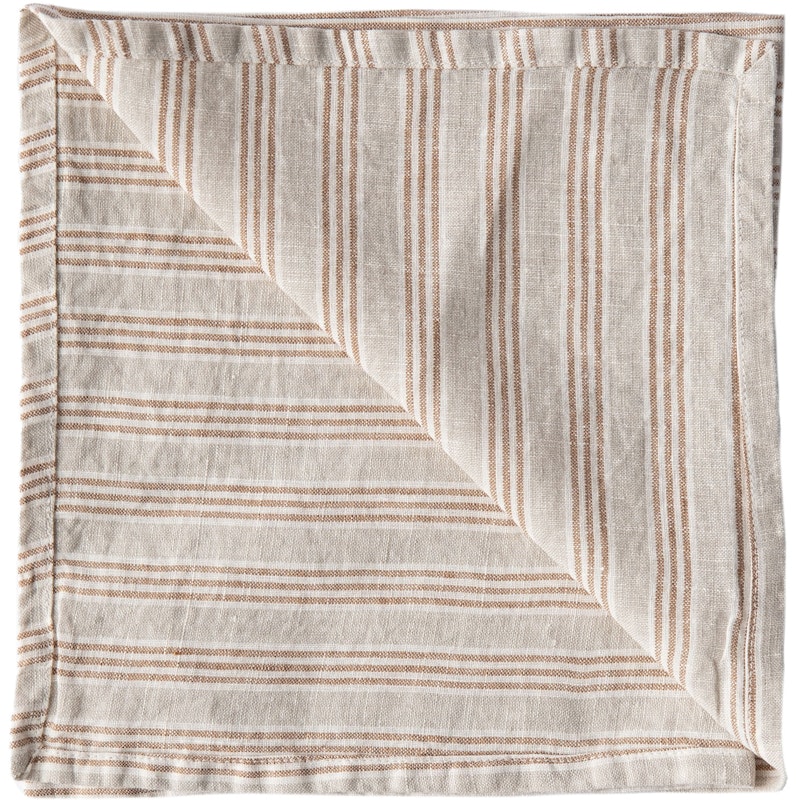 Linen Servetti 45x45 cm, Hazelnut Stripe