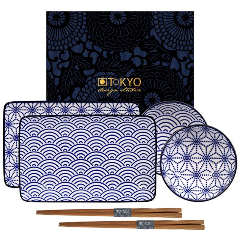 Nippon Blue Sushi Setti 6 Palaa, Wave/Star