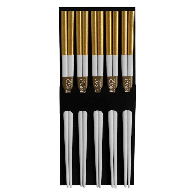 Syömäpuikot 5 kpl:n pakkaus, Gold & White