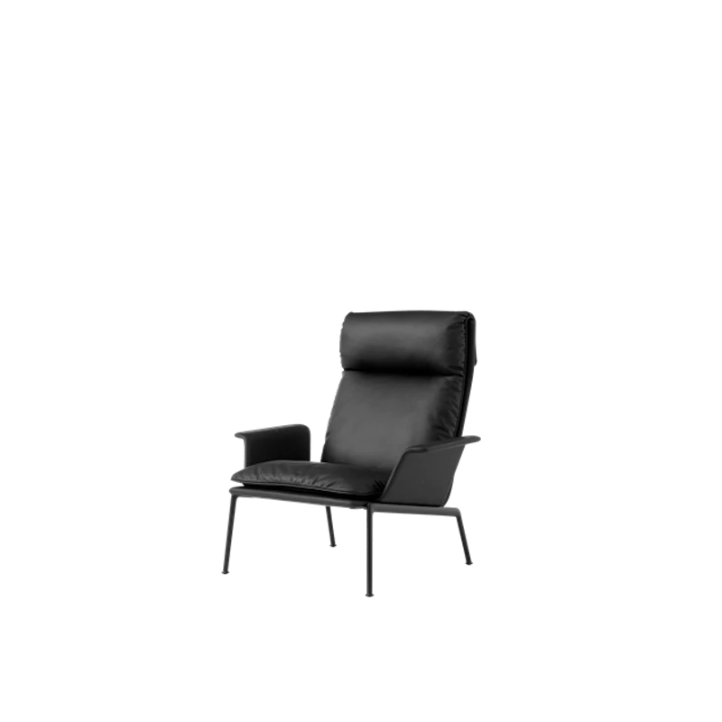 Muno LN17 Nojatuoli Käsinojilla & Korkea Selkänoja Varm Sort/Noble Leather Black