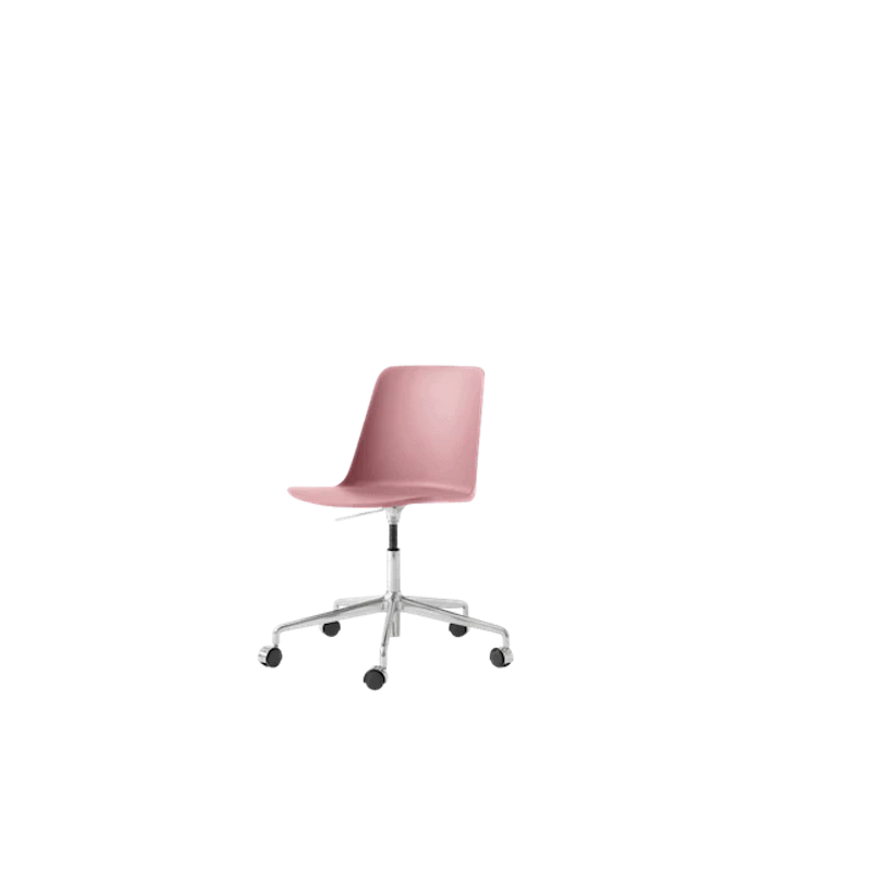 Rely HW28 Ruokatuoli Ilman Käsinojia Pyörivä Pyörillä Soft Pink/Alumiini
