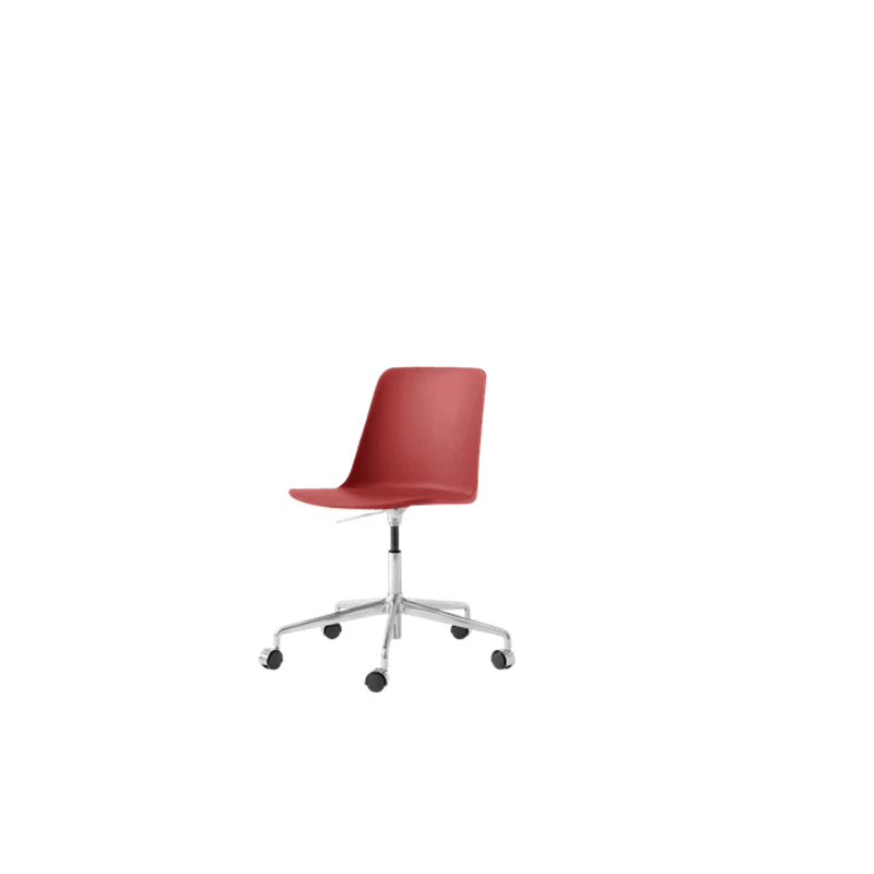 Rely HW28 Ruokatuoli Ilman Käsinojia Pyörivä Pyörillä Vermilion Red/Alumiini