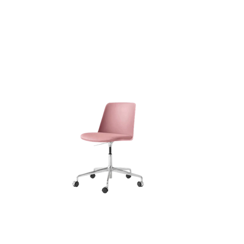 Rely HW29 Ruokatuoli Ilman Käsinojia Pyörivä Pyörillä Pehmustettu Istuinosan Soft Pink/Alumiini/Vidar 0622