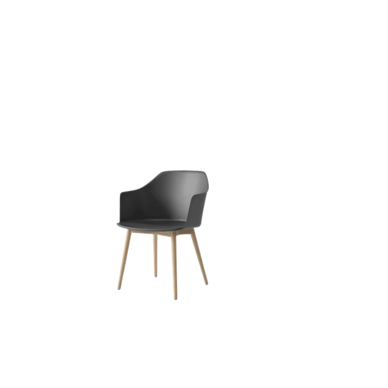 Rely HW76 Ruokatuoli Käsinojilla Stone Grey/Kirkaslakattu Tammi
