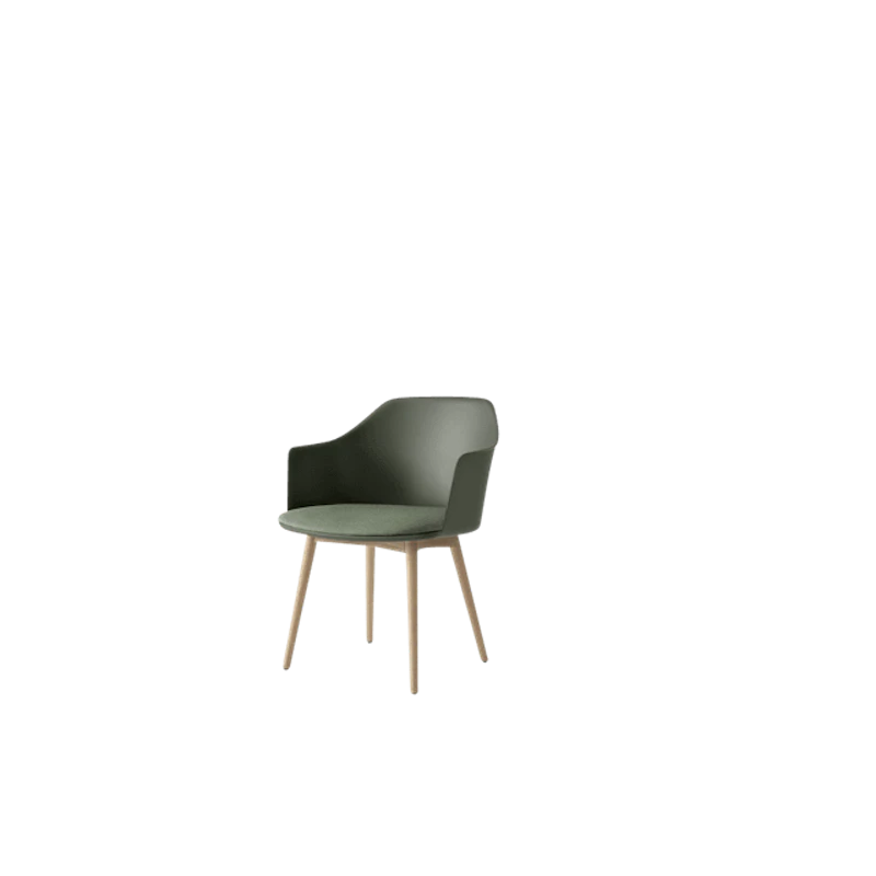Rely HW77 Ruokatuoli Käsinojilla Pehmustettu Istuinosan Bronze Green/Kirkaslakattu Tammi/Canvas 0926