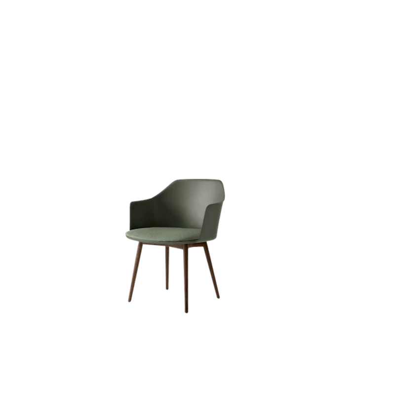 Rely HW77 Ruokatuoli Käsinojilla Pehmustettu Istuinosan Bronze Green/Lakattu Pähkinä/Canvas 0926