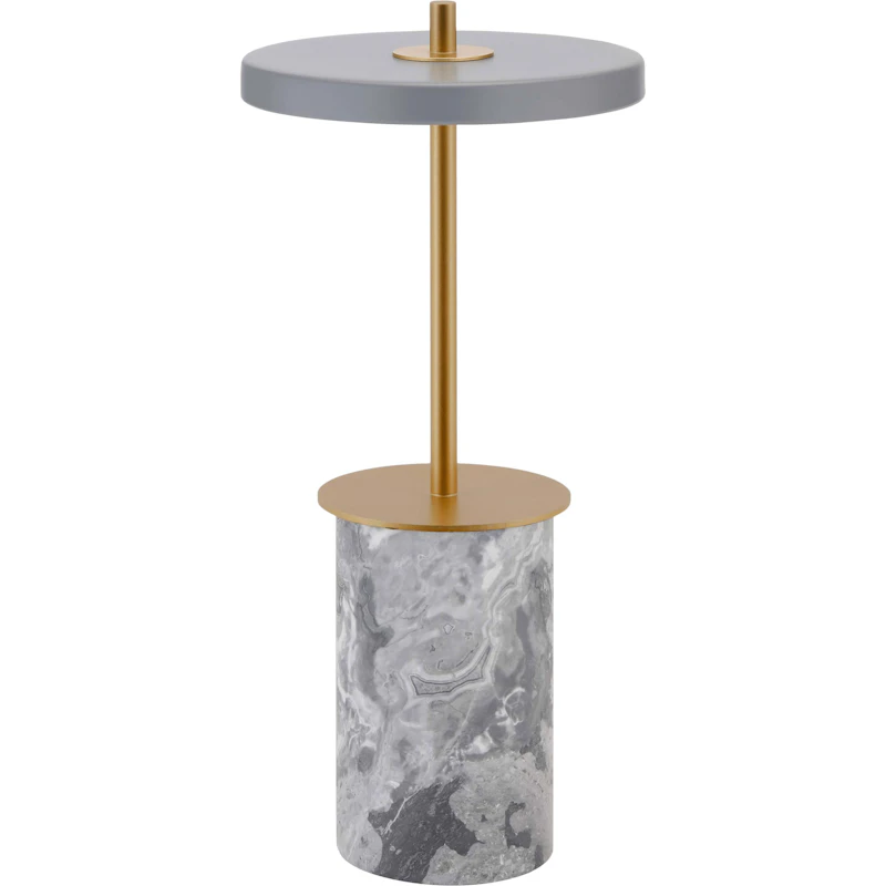 Asteria Move Mini Pöytävalaisin Kannettava, Harmaa Marmori / Messinki