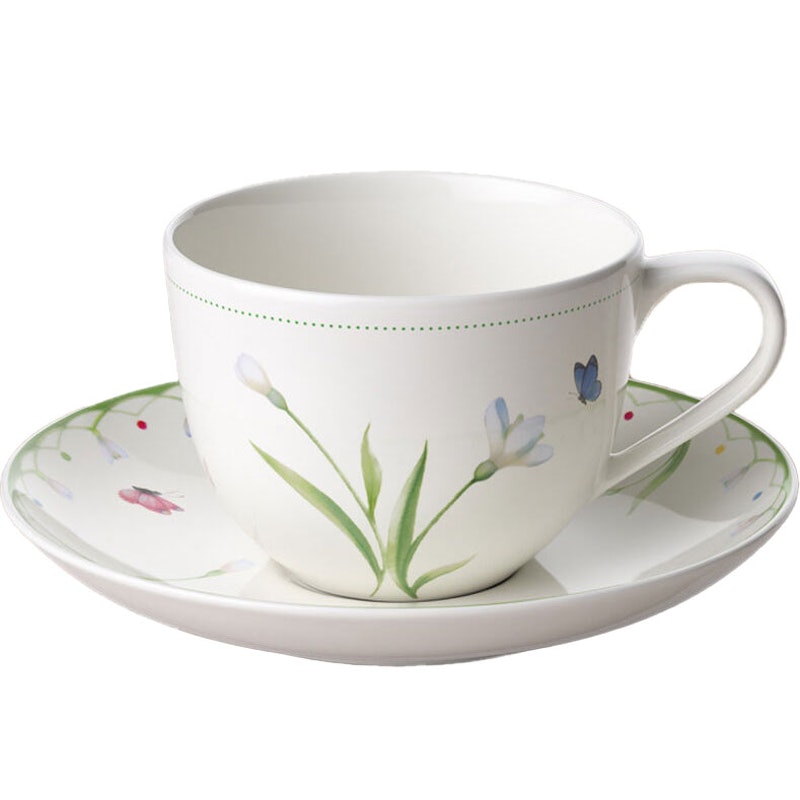 Colourful Spring Coffee Cup With Saucer