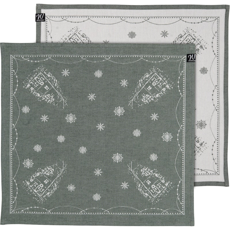 Julemorgen Servetti 2 kpl:n pakkaus 45x45 cm, Valkoinen / Vihreä