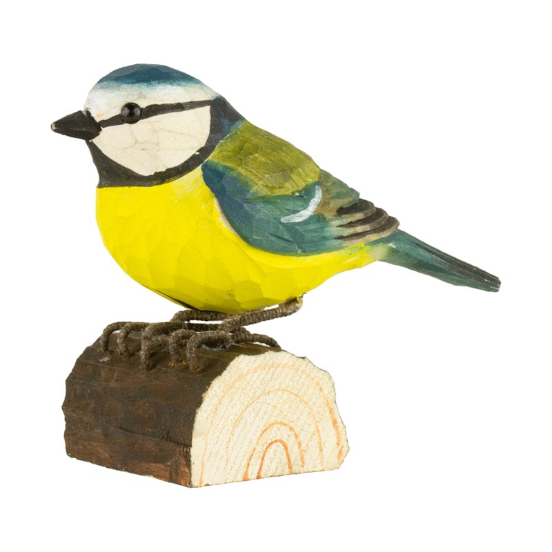 DecoBirds Käsinkaiverrettu Lintu, Sinitiainen