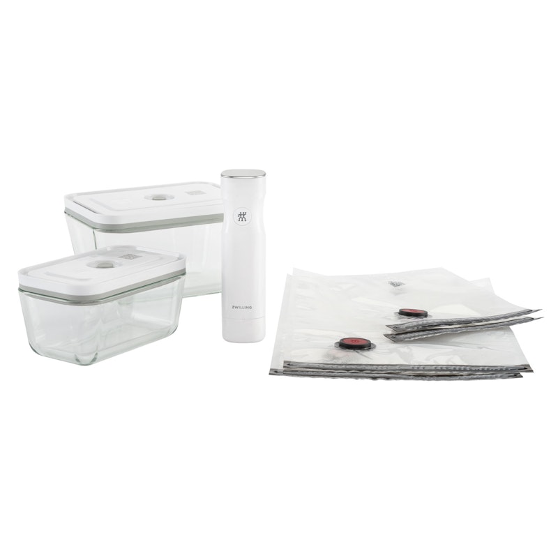 Fresh & Save Aloituspakkaus Vakuumipumpulla / Pussit / Rasiat Lasista, 7 Palaa